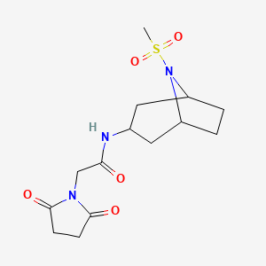 molecular formula C14H21N3O5S B2538513 2-(2,5-dioxopyrrolidin-1-yl)-N-(8-(methylsulfonyl)-8-azabicyclo[3.2.1]octan-3-yl)acetamide CAS No. 2034486-50-3