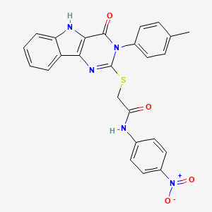 molecular formula C25H19N5O4S B2538516 2-[[3-(4-methylphenyl)-4-oxo-5H-pyrimido[5,4-b]indol-2-yl]sulfanyl]-N-(4-nitrophenyl)acetamide CAS No. 536704-79-7