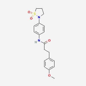 molecular formula C19H22N2O4S B2538519 N-[4-(1,1-二氧代-1,2-噻唑烷-2-基)苯基]-3-(4-甲氧基苯基)丙酰胺 CAS No. 946260-17-9
