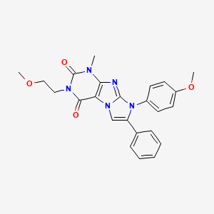 molecular formula C24H23N5O4 B2538520 3-(2-Methoxyethyl)-8-(4-methoxyphenyl)-1-methyl-7-phenyl-1,3,5-trihydro-4-imid azolino[1,2-h]purine-2,4-dione CAS No. 896296-19-8