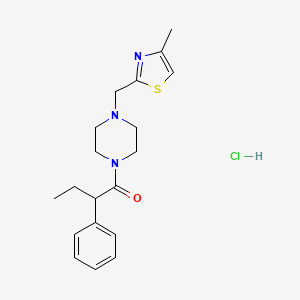 molecular formula C19H26ClN3OS B2538523 1-(4-((4-Methylthiazol-2-yl)methyl)piperazin-1-yl)-2-phenylbutan-1-one hydrochloride CAS No. 1216848-78-0