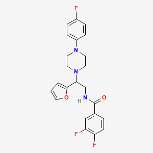 molecular formula C23H22F3N3O2 B2538530 3,4-difluoro-N-(2-(4-(4-fluorophenyl)piperazin-1-yl)-2-(furan-2-yl)ethyl)benzamide CAS No. 877632-62-7