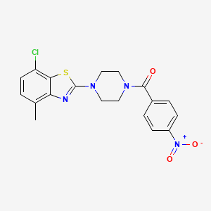 molecular formula C19H17ClN4O3S B2538534 (4-(7-Chloro-4-methylbenzo[d]thiazol-2-yl)piperazin-1-yl)(4-nitrophenyl)methanone CAS No. 897487-89-7