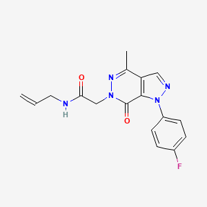 molecular formula C17H16FN5O2 B2538547 N-烯丙基-2-(1-(4-氟苯基)-4-甲基-7-氧代-1H-吡唑并[3,4-d]嘧啶嗪-6(7H)-基)乙酰胺 CAS No. 955837-35-1