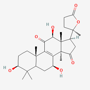 molecular formula C27H38O7 B2538549 (3S,7S,10S,12S,13R,14R,17S)-3,7,12-trihydroxy-4,4,10,13,14-pentamethyl-17-[(2R)-2-methyl-5-oxooxolan-2-yl]-2,3,5,6,7,12,16,17-octahydro-1H-cyclopenta[a]phenanthrene-11,15-dione CAS No. 1801934-15-5