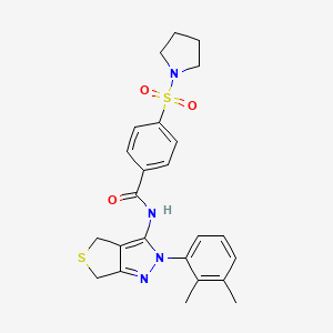 molecular formula C24H26N4O3S2 B2538553 N-(2-(2,3-dimethylphenyl)-4,6-dihydro-2H-thieno[3,4-c]pyrazol-3-yl)-4-(pyrrolidin-1-ylsulfonyl)benzamide CAS No. 450344-51-1