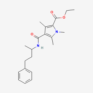 molecular formula C21H28N2O3 B2538554 ethyl 1,3,5-trimethyl-4-((4-phenylbutan-2-yl)carbamoyl)-1H-pyrrole-2-carboxylate CAS No. 847463-05-2