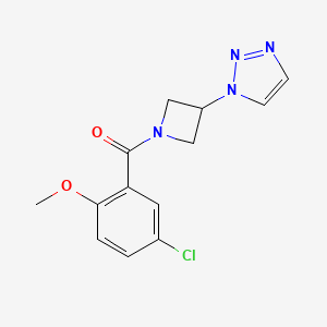 molecular formula C13H13ClN4O2 B2538558 (3-(1H-1,2,3-三唑-1-基)氮杂环丁-1-基)(5-氯-2-甲氧基苯基)甲酮 CAS No. 2034449-74-4