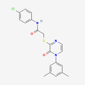 molecular formula C20H18ClN3O2S B2538559 N-(4-chlorophenyl)-2-[4-(3,5-dimethylphenyl)-3-oxopyrazin-2-yl]sulfanylacetamide CAS No. 895109-95-2