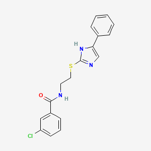 molecular formula C18H16ClN3OS B2538560 3-chloro-N-(2-((5-phenyl-1H-imidazol-2-yl)thio)ethyl)benzamide CAS No. 886898-64-2