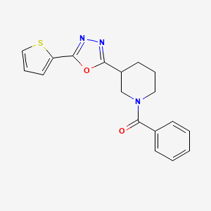 molecular formula C18H17N3O2S B2538561 苯基(3-(5-(噻吩-2-基)-1,3,4-恶二唑-2-基)哌啶-1-基)甲酮 CAS No. 1105199-90-3