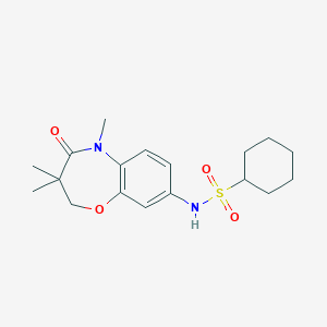 molecular formula C18H26N2O4S B2538567 N-(3,3,5-trimethyl-4-oxo-2,3,4,5-tetrahydrobenzo[b][1,4]oxazepin-8-yl)cyclohexanesulfonamide CAS No. 922041-16-5