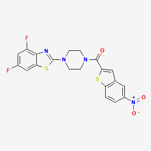 molecular formula C20H14F2N4O3S2 B2538569 (4-(4,6-二氟苯并[d]噻唑-2-基)哌嗪-1-基)(5-硝基苯并[b]噻吩-2-基)甲酮 CAS No. 897481-82-2