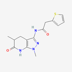 molecular formula C14H16N4O2S B2538571 N-(1,5-dimethyl-6-oxo-4,5,6,7-tetrahydro-1H-pyrazolo[3,4-b]pyridin-3-yl)-2-(thiophen-2-yl)acetamide CAS No. 1171631-97-2