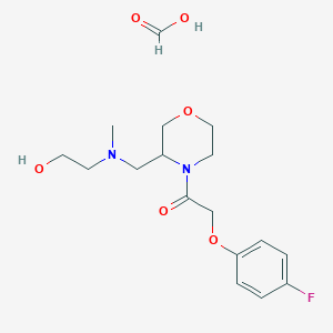 molecular formula C17H25FN2O6 B2538572 2-(4-氟苯氧基)-1-(3-(((2-羟乙基)(甲基)氨基)甲基)吗啉)乙酮甲酸盐 CAS No. 1421482-59-8
