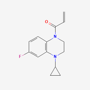 molecular formula C14H15FN2O B2538577 1-(4-Cyclopropyl-6-fluoro-2,3-dihydroquinoxalin-1-yl)prop-2-en-1-one CAS No. 2188733-67-5