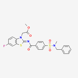 molecular formula C25H22FN3O5S2 B2538578 Methyl 2-[2-[4-[benzyl(methyl)sulfamoyl]benzoyl]imino-6-fluoro-1,3-benzothiazol-3-yl]acetate CAS No. 865198-31-8