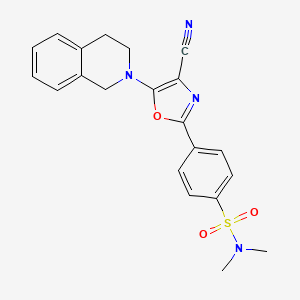 molecular formula C21H20N4O3S B2538579 4-[4-氰基-5-(3,4-二氢异喹啉-2(1H)-基)-1,3-恶唑-2-基]-N,N-二甲基苯磺酰胺 CAS No. 941240-72-8