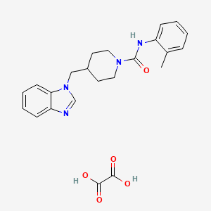 molecular formula C23H26N4O5 B2538580 草酸4-((1H-苯并[d]咪唑-1-基)甲基)-N-(邻甲苯基)哌啶-1-甲酰胺 CAS No. 1351614-90-8