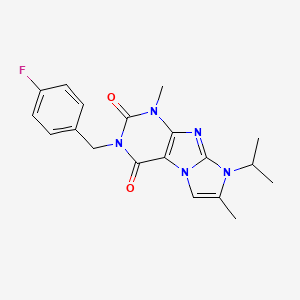 molecular formula C19H20FN5O2 B2538586 2-[(4-Fluorophenyl)methyl]-4,7-dimethyl-6-propan-2-ylpurino[7,8-a]imidazole-1,3-dione CAS No. 878731-24-9