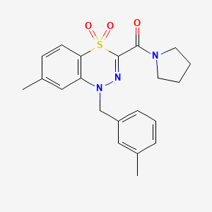 molecular formula C21H23N3O3S B2538587 7-methyl-1-(3-methylbenzyl)-3-(1-pyrrolidinylcarbonyl)-4lambda~6~,1,2-benzothiadiazine-4,4(1H)-dione CAS No. 1251703-60-2