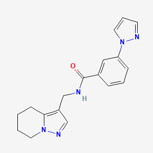molecular formula C18H19N5O B2538588 3-(1H-吡唑-1-基)-N-((4,5,6,7-四氢吡唑并[1,5-a]吡啶-3-基)甲基)苯甲酰胺 CAS No. 2034266-31-2