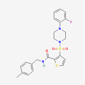 molecular formula C23H24FN3O3S2 B2538590 3-((4-(2-fluorophenyl)piperazin-1-yl)sulfonyl)-N-(4-methylbenzyl)thiophene-2-carboxamide CAS No. 1207008-36-3
