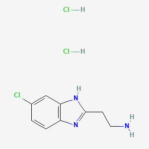 molecular formula C9H12Cl3N3 B2538592 2-(5-Chloro-1H-benzo[d]imidazol-2-yl)ethanamine dihydrochloride CAS No. 91003-86-0
