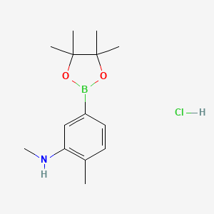 molecular formula C14H23BClNO2 B2538597 N,2-Dimethyl-5-(tetramethyl-1,3,2-dioxaborolan-2-yl)aniline hydrochloride CAS No. 2377608-46-1