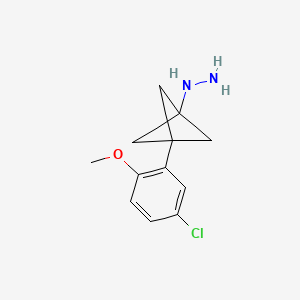 molecular formula C12H15ClN2O B2538600 [3-(5-Chloro-2-methoxyphenyl)-1-bicyclo[1.1.1]pentanyl]hydrazine CAS No. 2287285-88-3