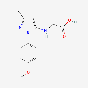 molecular formula C13H15N3O3 B2538603 2-[[2-(4-Methoxyphenyl)-5-methylpyrazol-3-yl]amino]acetic acid CAS No. 2247206-27-3