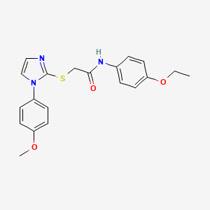 molecular formula C20H21N3O3S B2538608 N-(4-乙氧基苯基)-2-((1-(4-甲氧基苯基)-1H-咪唑-2-基)硫代)乙酰胺 CAS No. 851132-58-6