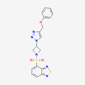 molecular formula C18H16N6O3S2 B2538609 4-((3-(4-(苯氧甲基)-1H-1,2,3-三唑-1-基)氮杂环丁-1-基)磺酰基)苯并[c][1,2,5]噻二唑 CAS No. 2034593-30-9