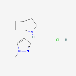 molecular formula C10H16ClN3 B2538612 1-(1-甲基吡唑-4-基)-2-氮杂双环[3.2.0]庚烷；盐酸盐 CAS No. 2171341-80-1