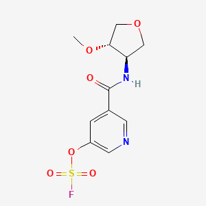 molecular formula C11H13FN2O6S B2538617 3-Fluorosulfonyloxy-5-[[(3R,4S)-4-methoxyoxolan-3-yl]carbamoyl]pyridine CAS No. 2418595-83-0