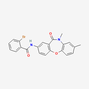 molecular formula C22H17BrN2O3 B2538631 2-溴-N-(8,10-二甲基-11-氧代-10,11-二氢二苯并[b,f][1,4]恶杂环-2-基)苯甲酰胺 CAS No. 921919-10-0