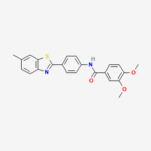 molecular formula C23H20N2O3S B2538633 3,4-dimethoxy-N-[4-(6-methyl-1,3-benzothiazol-2-yl)phenyl]benzamide CAS No. 313273-90-4