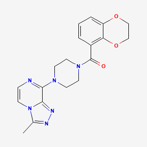 molecular formula C19H20N6O3 B2538635 (2,3-Dihydrobenzo[b][1,4]dioxin-5-yl)(4-(3-methyl-[1,2,4]triazolo[4,3-a]pyrazin-8-yl)piperazin-1-yl)methanone CAS No. 2034376-83-3