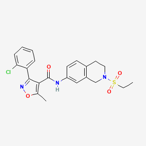 molecular formula C22H22ClN3O4S B2538640 3-(2-chlorophenyl)-N-(2-(ethylsulfonyl)-1,2,3,4-tetrahydroisoquinolin-7-yl)-5-methylisoxazole-4-carboxamide CAS No. 955230-82-7