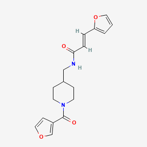 molecular formula C18H20N2O4 B2538642 (E)-3-(呋喃-2-基)-N-((1-(呋喃-3-羰基)哌啶-4-基)甲基)丙烯酰胺 CAS No. 1396893-24-5