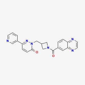 molecular formula C22H18N6O2 B2538644 6-(Pyridin-3-yl)-2-{[1-(quinoxaline-6-carbonyl)azetidin-3-yl]methyl}-2,3-dihydropyridazin-3-one CAS No. 2198510-73-3