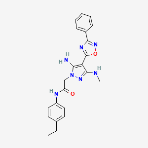 molecular formula C22H23N7O2 B2538648 2-(5-amino-3-(methylamino)-4-(3-phenyl-1,2,4-oxadiazol-5-yl)-1H-pyrazol-1-yl)-N-(4-ethylphenyl)acetamide CAS No. 1173061-72-7