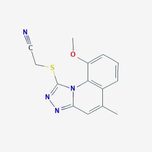 molecular formula C14H12N4OS B253865 [(9-Methoxy-5-methyl[1,2,4]triazolo[4,3-a]quinolin-1-yl)sulfanyl]acetonitrile 