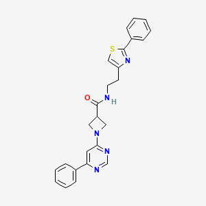 molecular formula C25H23N5OS B2538657 1-(6-phenylpyrimidin-4-yl)-N-(2-(2-phenylthiazol-4-yl)ethyl)azetidine-3-carboxamide CAS No. 2034476-25-8