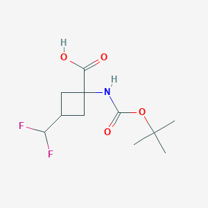 molecular formula C11H17F2NO4 B2538661 1-{[(叔丁氧羰基)氨基]-3-(二氟甲基)环丁烷-1-羧酸} CAS No. 2219369-17-0