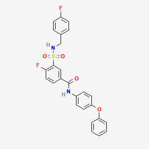 molecular formula C26H20F2N2O4S B2538663 4-fluoro-3-(N-(4-fluorobenzyl)sulfamoyl)-N-(4-phenoxyphenyl)benzamide CAS No. 451509-80-1