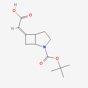 molecular formula C13H19NO4 B2538666 (2Z)-2-[2-[(2-Methylpropan-2-yl)oxycarbonyl]-2-azabicyclo[3.2.0]heptan-6-ylidene]acetic acid CAS No. 2470495-44-2