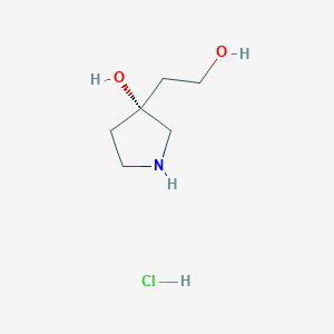 molecular formula C6H14ClNO2 B2538670 3-(2-Hydroxyethyl)pyrrolidin-3-ol hydrochloride CAS No. 1781800-88-1
