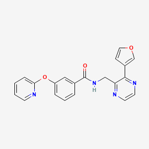 molecular formula C21H16N4O3 B2538674 N-((3-(呋喃-3-基)吡嗪-2-基)甲基)-3-(吡啶-2-氧基)苯甲酰胺 CAS No. 2034236-80-9