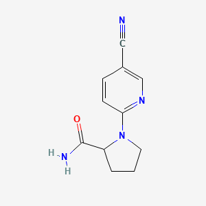 molecular formula C11H12N4O B2538676 1-(5-氰基吡啶-2-基)吡咯烷-2-甲酰胺 CAS No. 1190111-24-0